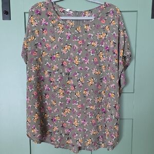 Maurices Olive Floral Blouse